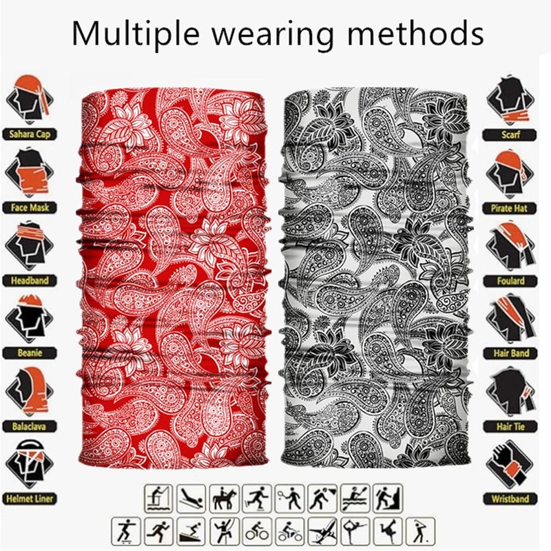 WYSUMMER 8PCS Scarves Bandanas Face Tube Black Headband, Motorcycle Multi Function Headwear Hat Scarf Neck Warmer Balaclava - Image 3